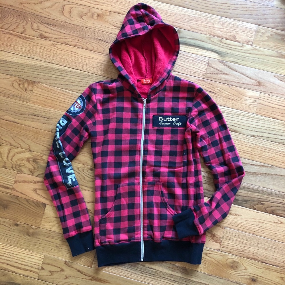 Red buffalo plaid Butter zip up
